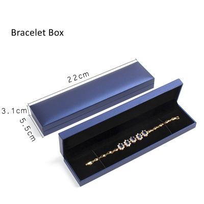 China Handmade Fancy Plastic Bangle Box With Blue Paper Outside Inner Velvet Jewelry Case for sale