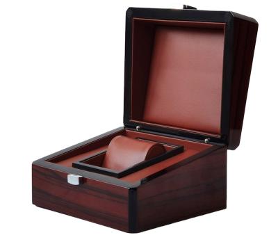 China Handmade Exquisite Wooden Watch Box Cases Luxury Custom Watch Box With Lock Jewelry Travel Watch Box for sale