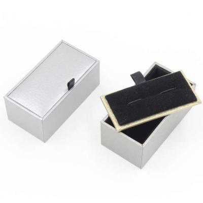 China Handmade Silver Mens Cuff Link Jewelry Case Storage Pull Box Custom Logo Stylish Packaging Factory Direct for sale