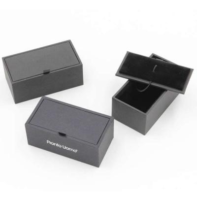 China Handmade factory black tie box link clip case for men's small jewelry packaging for cufflink and tie clip for sale