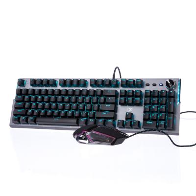 China Human Ergonomic Mechanical Color Wired Wired Keyboard And Notebook Desktop Computer Grip Gaming Mouse Combo for sale