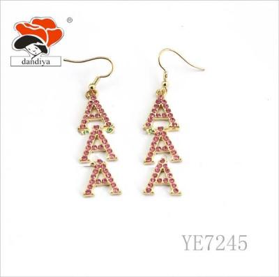 China Religious Customized Letter For ALPHA ZETA DELTA Earring On Rhinestone Greek Sorority &Fraternity Products for sale