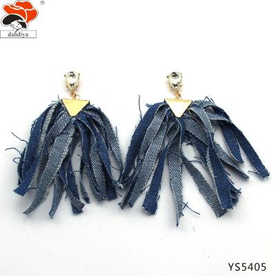 China New Design Casual/Sporty Blue Jeans With Crystal Earring Denim Earring Jewelry for sale