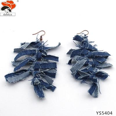 China New Design Casual/Sporty Blue Jeans Circle Earring Denim Earring Jewelry for sale