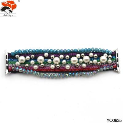 China Crystal Stainless Steel Beads Apple Watch Band 38mm /42mm Apple Watch Strap iWatch Band Beaded for sale