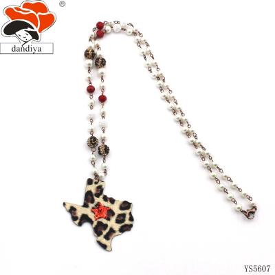 China Texas Necklace BOHEMIA Star with Crystal Ball State Leather Necklace Leopard Handmade Jewelry TX Customized for sale