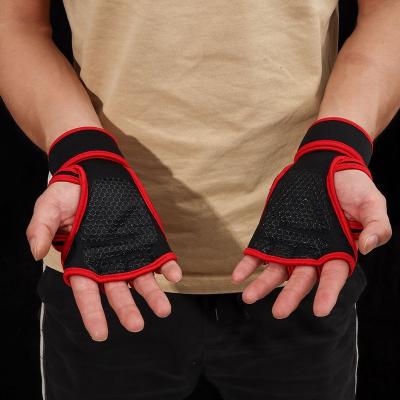 China Unisex Fitness Half Finger Gymnastic Grips Anti-callus Fitness Weightlifting Outdoor Sports Gloves Hand Protector for sale