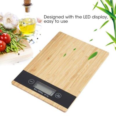 China With Tray Scale Portable Bamboo Digital Smart Weighing Food Kitchen Scale Electronic Scales for sale