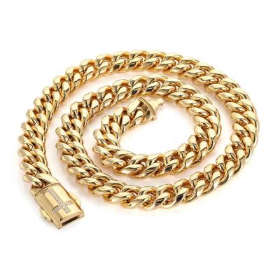 China The Hiphop Xinfly 18k Gold Stainless Steel Cuban Necklace Hiphop Chain Men's Cuban Necklace for sale