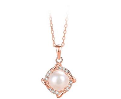 China FASHIONABLE Xinfly S925 Sterling Silver Necklace Round Freshwater Pearl Pendant Necklace Female Clavicle Chain for sale