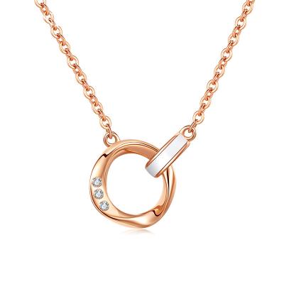 China Real Xinfly 18K Gold Necklace Trendy Mobius Ring Pendant Necklace Diamond Jewelry Set for sale