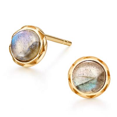 China Xinfly CLASSIC 9K Yellow Gold Plated Natural African Labradrite Earrings S925 Sterling Silver Earrings Fashion Jewelry Set for sale