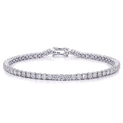 China Hiphop Xinfly 925 Silver Simple Row 3mm Moissanite Tennis Chain Bracelet Women Jewelry for sale