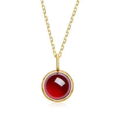 China Xinfly FASHIONABLE Natural Garnet Pendant S925 Sterling Silver Pendant 9K Yellow Gold Plated Pendant Jewelry Accessories Without Chain for sale