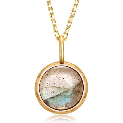 China FASHIONABLE Natural Xinfly Labradrite S925 Sterling Silver Pendant 9K Yellow Gold Plated Pendant Jewelry Accessories Without Chain for sale