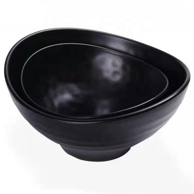 China A5 Melamine Tableware Soup Bowl Business Rice Bowl Pot Restaurant Viable Hot Black Frosted Bowl for sale