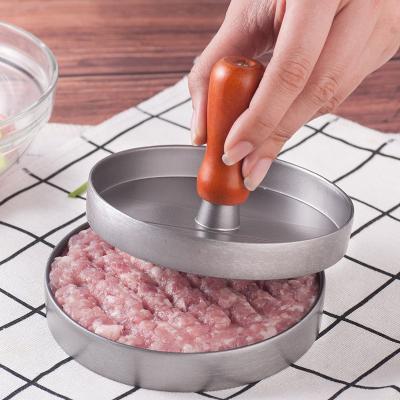 China Viable Wholesale Hot Sale Burger Press Patty Maker Mold Meat Beef Pork Lamb Aluminum Alloy Non-Stick Burger with Wooden Handle Make for sale