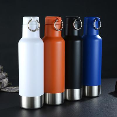 China Custom Business Stainless Steel Travel Boosting Vacuum Flask Insulated Water Bottle With Outer Buckle Portable Mountaineering Buckle for sale