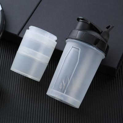 China Custom Logo Plastic Viable 3 Layers Cup Gym Protein Layered Shaker Bottle for sale