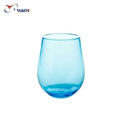 China Manufacturer Wholesale Insulated Color Popular Stemless Portable Clear Reusable Plastic Wine Glass for sale