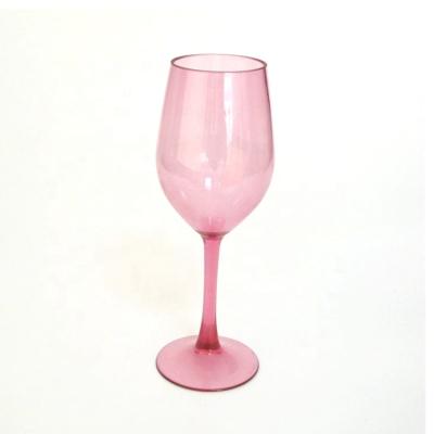 China Colorful Custom Eco - Friendly Pink Colored Wine Goblet Water Colored Plastic Wine Glasses for sale