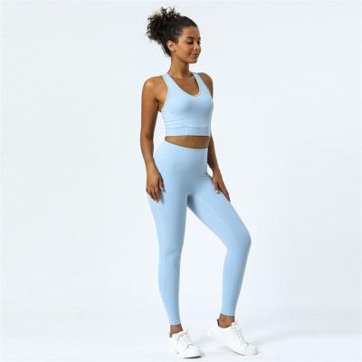 China Breathable Active Wear Sportswear 2 Pieces Set Women Gym Fitness Sets Yoga Wear Workout Yoga Compression Pants Two Piece Set for sale