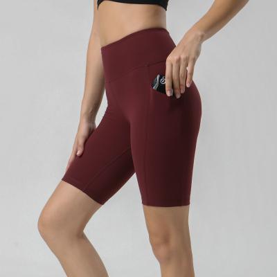 China Wholesale Recycled Fitness Breathable Legging Yoga Shorts Shorts High Waist Elastic Tight Workout Running Shorts for sale