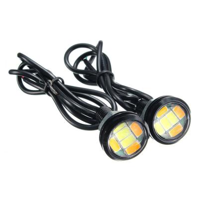 China Aluminum alloy Double Color Reversing Parking Signal Lamp Waterproof Car 22mm Led Eagle Eye Daytime Running Light for sale