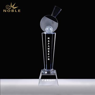 China Europe Crystal Classic Table Tennis Tournament Noble Champion Event Award Trophy Engraved Running Trophy for sale