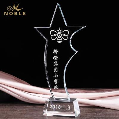 China Noble of Europe Annually Creative and Most Excellent Running Team and Employees Star Trophy Engraved Trophy for sale