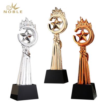 China Europe Noble Resin Torch Star Trophy Shiny Award Business Event Award With Individual's Name Engraved for sale