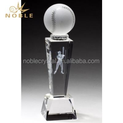 China Europe Noble Custom 3D Laser Engraved Crystal Baseball Sports Trophy Awards for sale