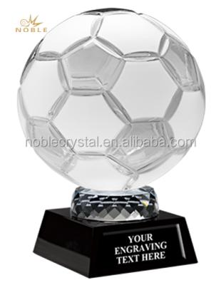 China Europe Soccer Awards Trophy Custom Design Logo Crystal Sandblasting Europe Gift Folk Art Business Sports Big Size for sale