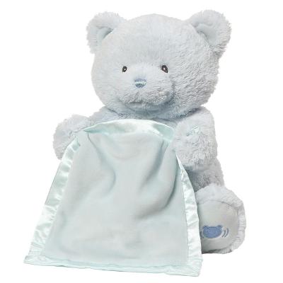 China New design plush stuffed shy bear handkerchief baby pacifer toy talking electric plush toy hide and seek small animal teddy bear toys for sale