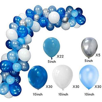 China Blue Blue Silver Baby Shower Ball Garland Arch Kit 117pcs Latex DM Balloons and White Balloons Birthday Decorations Wedding Party for sale