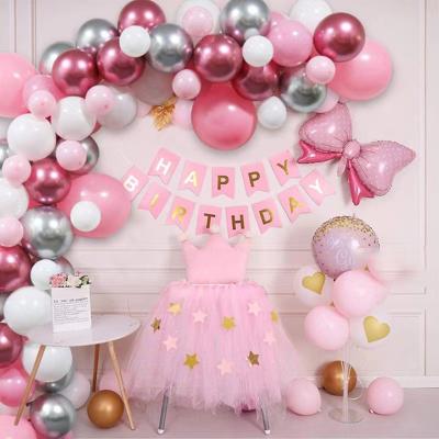 China Hot Selling DM Rose Latex Rose Gold Sliver Balloons Arch /Graland Pink For Wedding Simple Birthday Party Baby Shower Decoration for sale