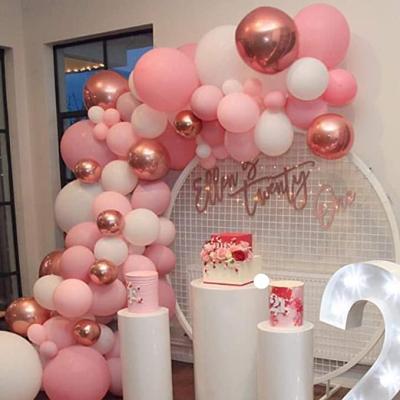 China Pink Balloon Garland Latex DM Kit 130 PCs 12 Inch Rose Gold Pink White Party Balloons Arch For Baby Shower Girl Shower Bridal Birthday for sale