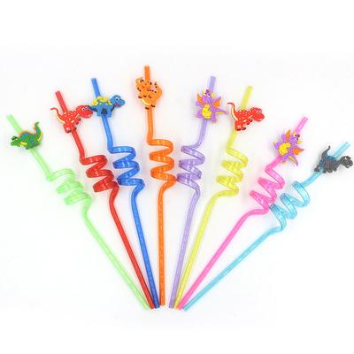 China Reusable PET DM Dinosaur Straws For Kids Birthday Party Plastic Drinking Straws For Dinosaur Gifts Decorations Supplies for sale