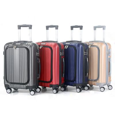 China Shell Trolley Luggage Hard Carry On Front Open Pocket Smart Suitcase Zipper Business Travel Bag 20 Inch ABS Customized Logo Luggage for sale