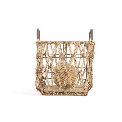 China Decorate 100%handmade China Factory Supply Rattan Straw Rope Cotton Rope Woven Storage Baskets for sale