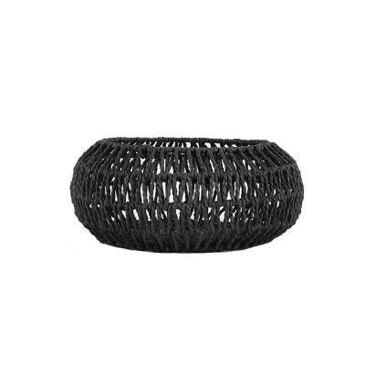 China Decorate Wholesale Price 100%handmade Black Rattan Woven Storage Boxes Baskets For Shelves for sale