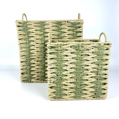 China Decorate New Style 100%handmade Paper Twine Decorate Handmade Woven Storage Baskets For Shelves for sale