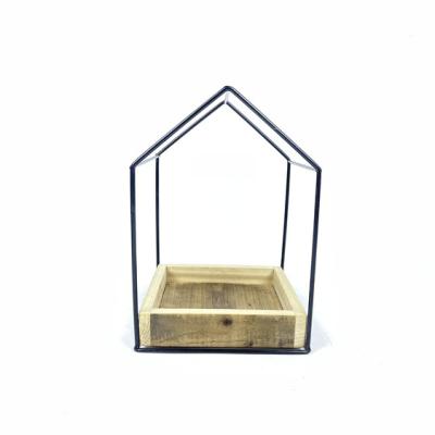 China Decorate Cheap Price 100%handmade Designs Home Handmade Cooling Flowerpot Wire Wood Rack for sale