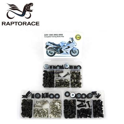 China Aftermarket Raptorace Fit For Kawasaki ZZR 1200 2002-2005 Aftermarket Fairing Cover Bolt Kit Mounting Fastener Bodywork Screw Steel Clips 10.9 for sale