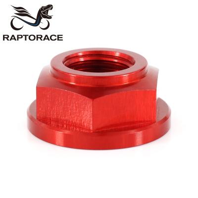 China Raptorace M10*1.0 M10*1.25 M8*1.25 M12*125 Aftermarket Rear Sprocket Wheel Axle Cover Nut Aluminum CNC Stainless Steel T6-7075 for sale