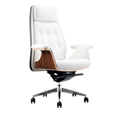 China 2022 Hot Sell Comfortable Executive Office Leather Chair Reclining Chair With Aluminum Base for sale