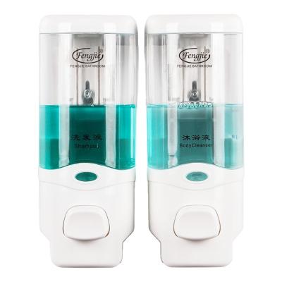 China Manual Double Soap Dispenser Hotel Wall Mounted Double Liquid Soap Dispenser for sale