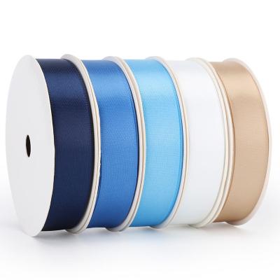 China Viable ready to ship 1.9cm 2.5cm 3.8cm solid color double faced satin ribbon 2022 hot selling pure color ribbons for hair bows for sale