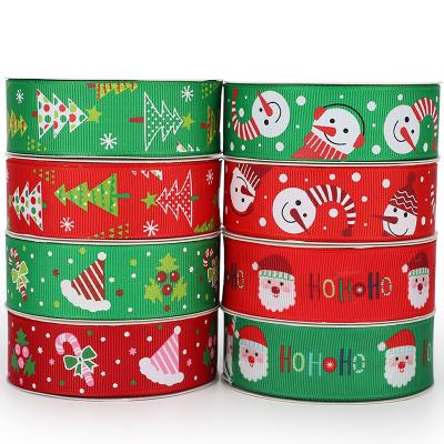 China Wholesale Custom Iridescent Personalized Printed Patterned Christmas Tree Decorate Ribbon Red Color Grosgrain Green Ribbons for sale