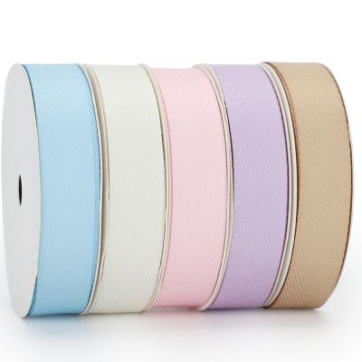 China Wholesale Viable High Quality Ribbon Polyester Solid Color Twill Herringbone Decorative Strip Cotton For Hats Garment And Hair Accessory for sale